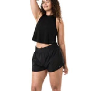 Balance Athletica/Vitality Cropped Crossover Back Tank Top in Black
